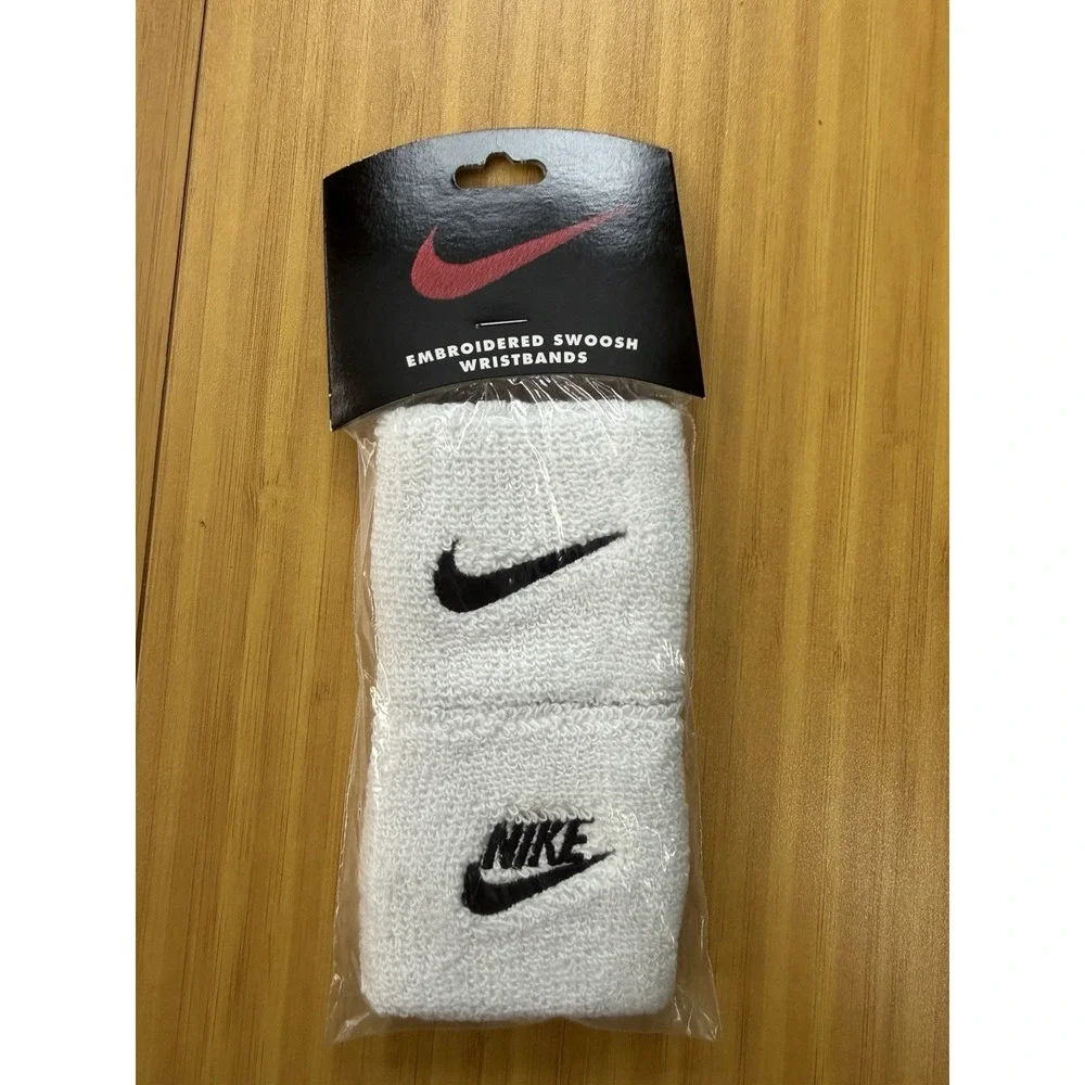 Vintage Nike Embroidered Wristbands White Swoosh Sweatbands NOS Sealed Y2K
